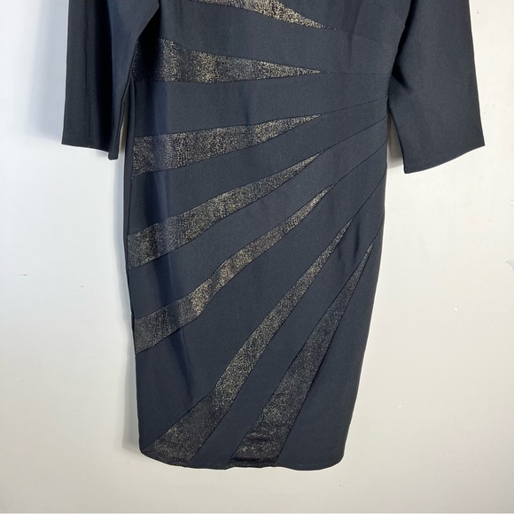 Ashley Stewart LBD Black Dress with Gold Accents Size 14-16W 3/4 Sleeve - Picture 8 of 12